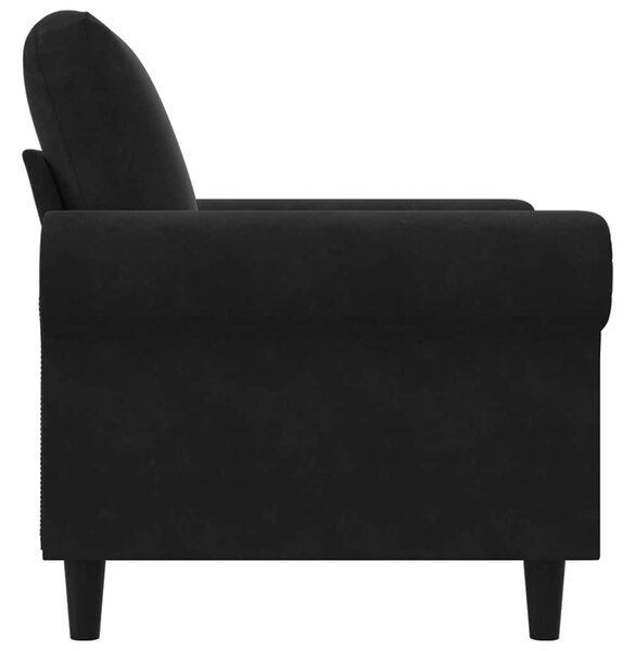Fekete bársony kanapéfotel 60 cm