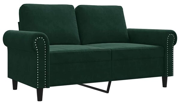 Kétszemélyes sötétzöld bársony kanapé 120 cm