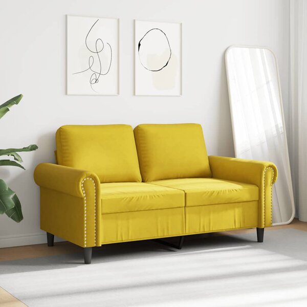 Kétszemélyes sárga bársony kanapé 120 cm