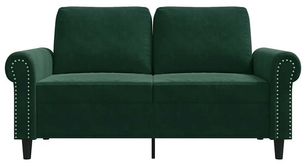 Kétszemélyes sötétzöld bársony kanapé 120 cm