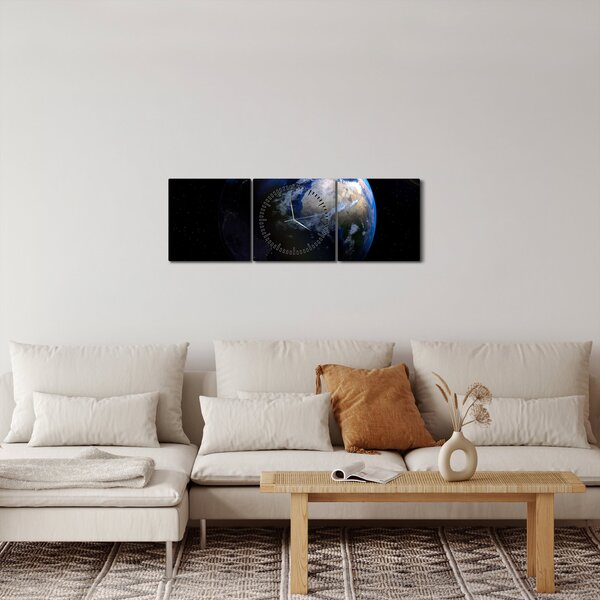 A Föld bolygó képe (órával) (90x30 cm)