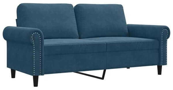 Kétszemélyes kék bársony kanapé 140 cm