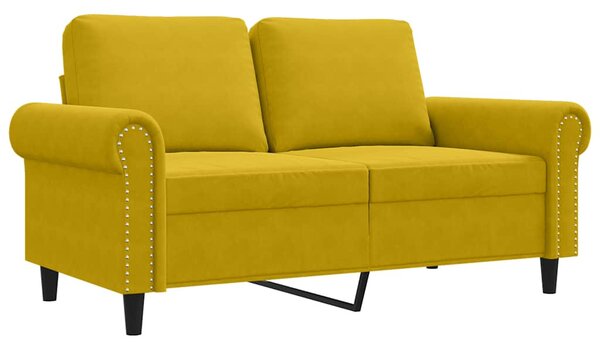 Kétszemélyes sárga bársony kanapé 120 cm