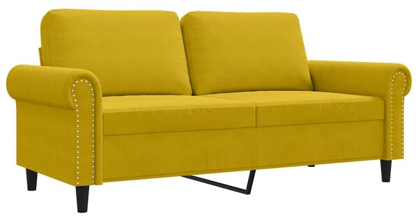 Kétszemélyes sárga bársony kanapé 140 cm