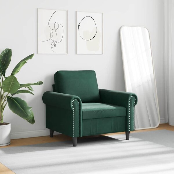 Sötétzöld bársony kanapéfotel 60 cm