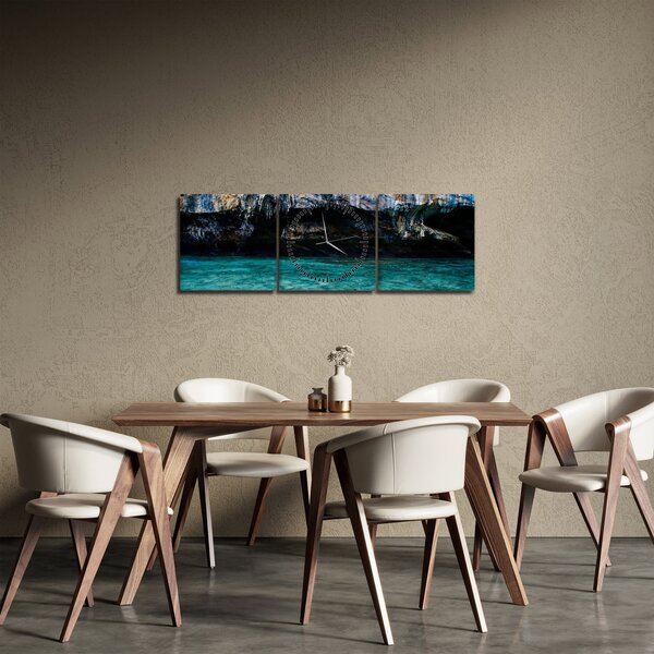 A víz és a sziklák képe (órával) (90x30 cm)