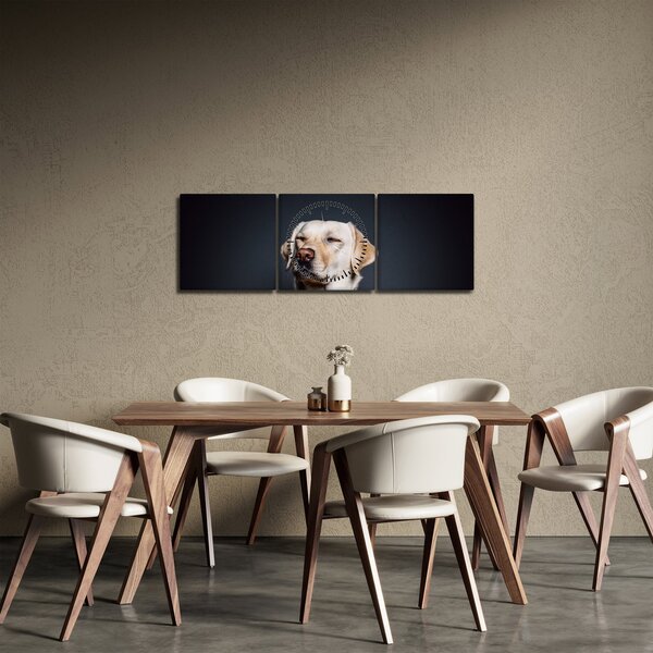 Labrador képe (órával) (90x30 cm)