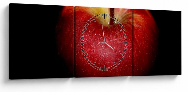 Az alma képe és a fekete háttér (órával) (90x30 cm)