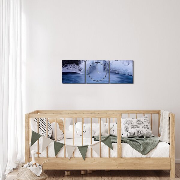 Vízesés képe télen (órával) (90x30 cm)