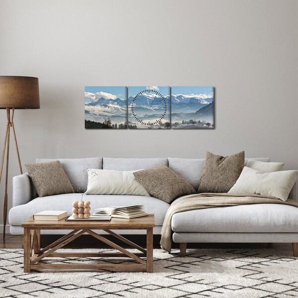 A havas hegyek képe (órával) (90x30 cm)