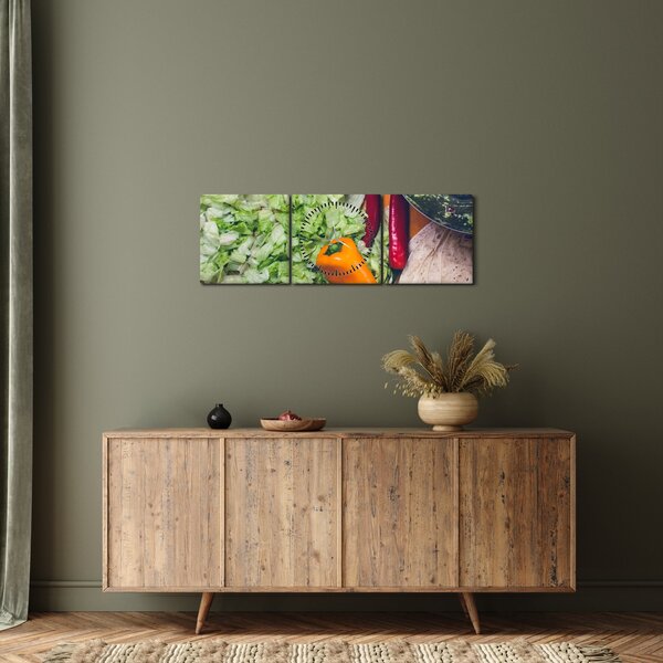Zöldségek képe (órával) (90x30 cm)