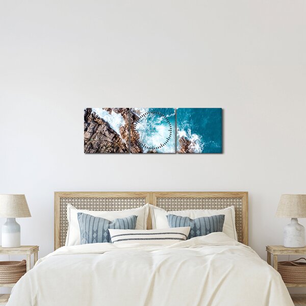 Kép a sziklák és a tenger (órával) (90x30 cm)