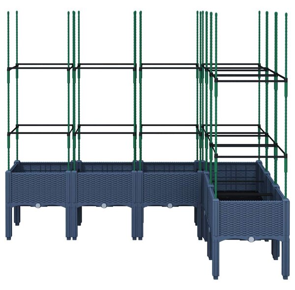 Kékszürke PP rácsos kerti ültetőláda 160 x 120 x 142,5 cm