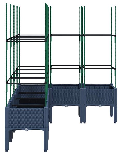 Kékszürke PP rácsos kerti ültetőláda 160 x 120 x 142,5 cm