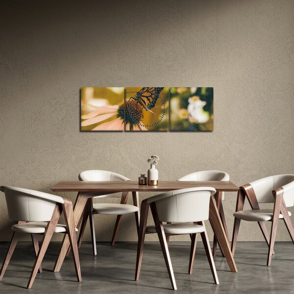 Pillangó képe a virágon (órával) (90x30 cm)
