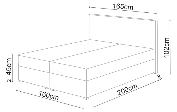 Franciaágy Boxspring 160 cm Fade 1 (menta) (matraccal és tárolóhellyel)