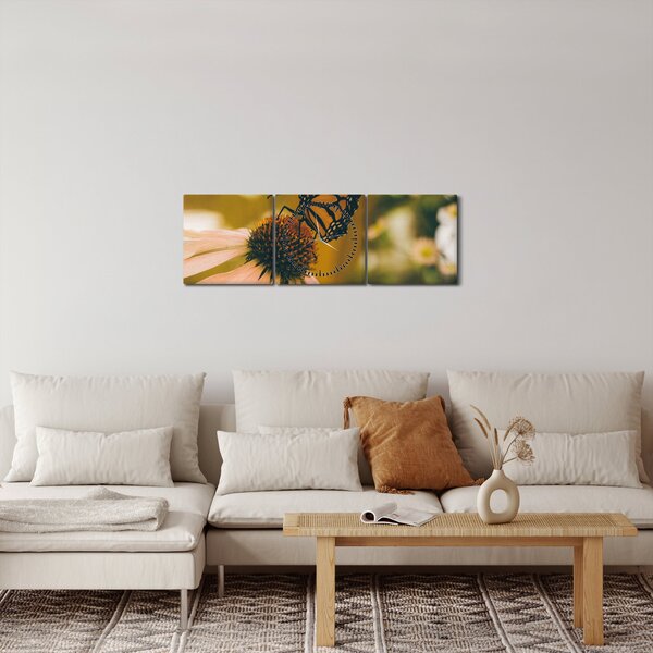 Pillangó képe a virágon (órával) (90x30 cm)