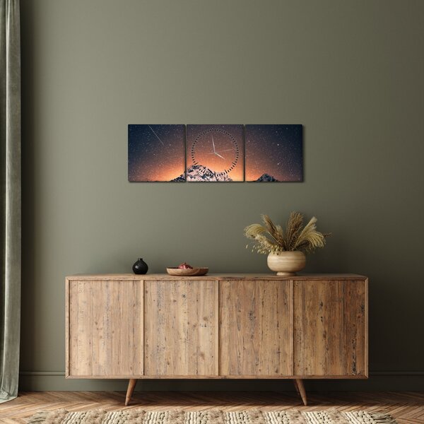 A csillagos ég, a hegyekkel képe (órával) (90x30 cm)