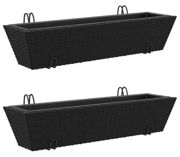 VidaXL 2 db fekete polyrattan növénytartó horoggal