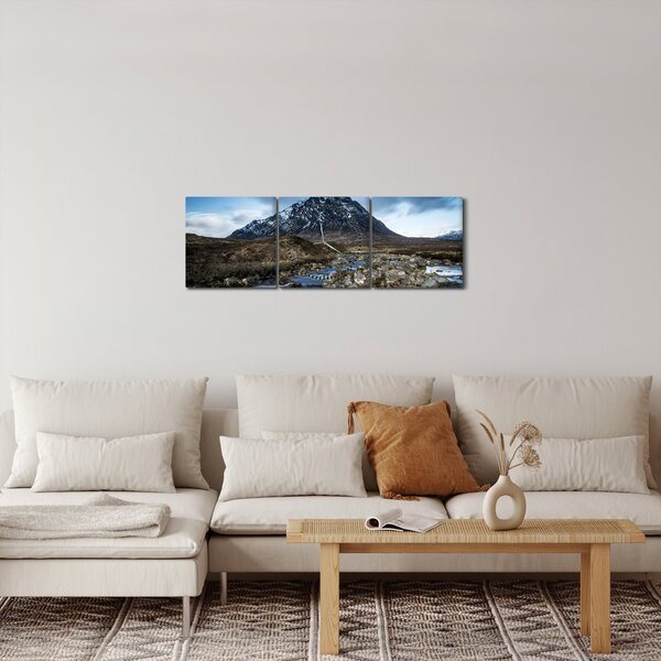 Hegy és a folyó képe (órával) (90x30 cm)