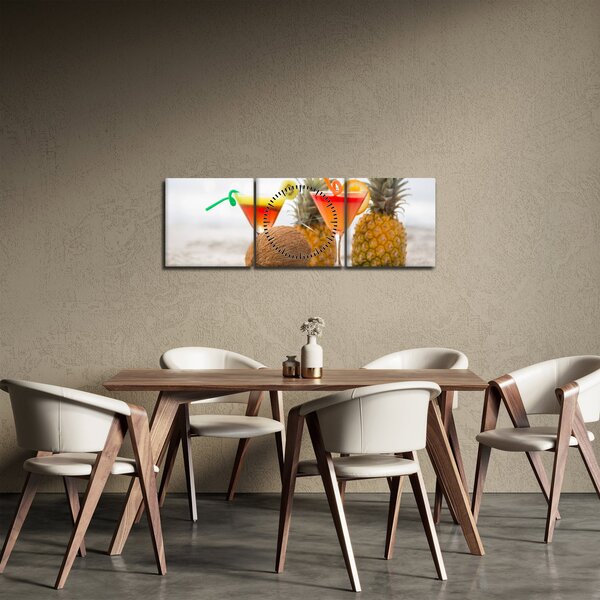 Ananász és csésze képe a strandon (órával) (90x30 cm)