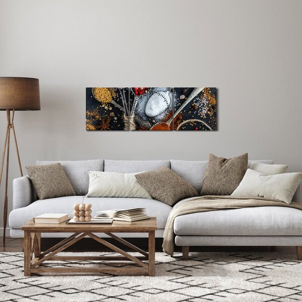 Egy kanál képe fűszerekkel (órával) (90x30 cm)