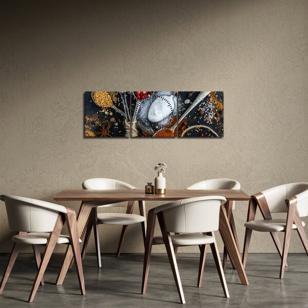 Egy kanál képe fűszerekkel (órával) (90x30 cm)