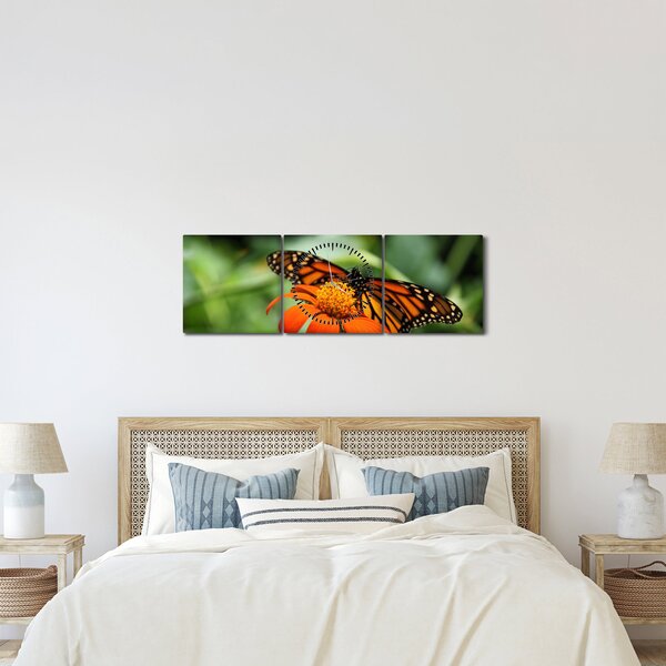 Pillangó képe a virágon (órával) (90x30 cm)