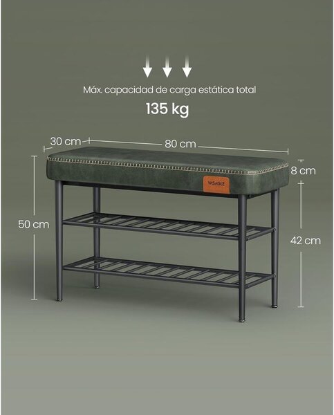 EKHO Cipőpad, Bejárati cipőtartó 30x80x50 cm, erdőzöld