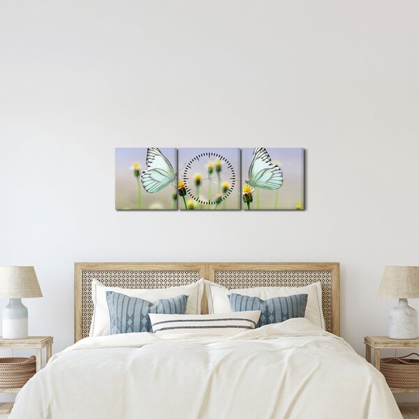 Pillangók eképe a virágon (órával) (90x30 cm)