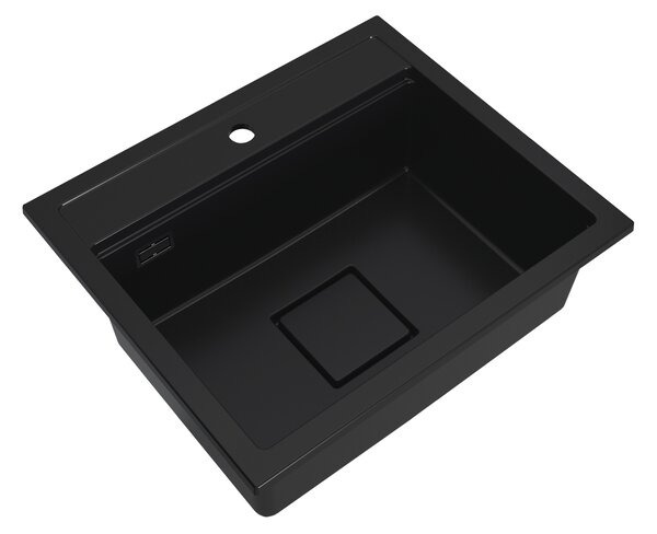 Gamma Quadro 5850, 1 rekeszes gránit mosogató 580x495x220 mm, fekete, GMA-ZLE000229