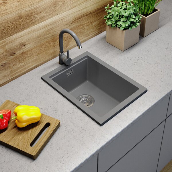 Gamma Decor 3850, 1 rekeszes gránit mosogató 380x500x207 mm, szürke, GMA-ZLE000163