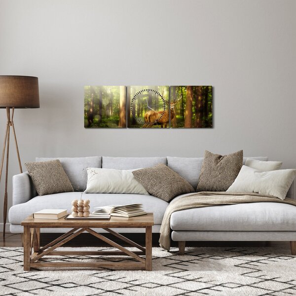 Kép egy szarvas az erdőben (órával) (90x30 cm)
