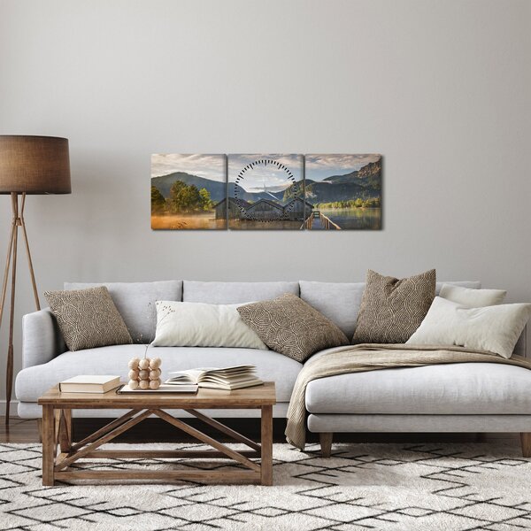Tó képe (órával) (90x30 cm)