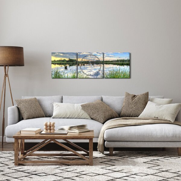 A tó és a nád képe (órával) (90x30 cm)
