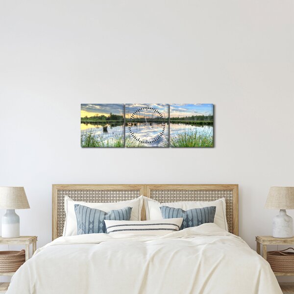 A tó és a nád képe (órával) (90x30 cm)