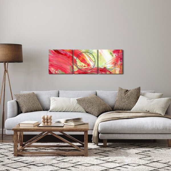 Absztrakció kép - festmény (órával) (90x30 cm)