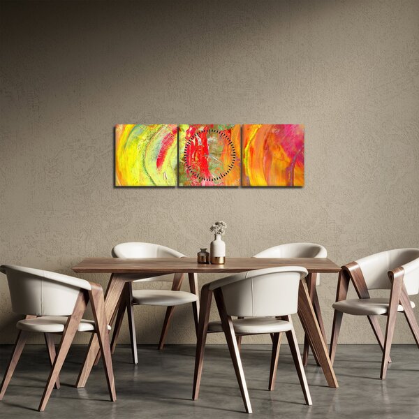 Absztrakció kép - festmény (órával) (90x30 cm)
