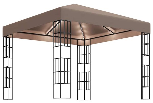 Tópszínű pavilon LED fényfüzérrel 3 x 3 m