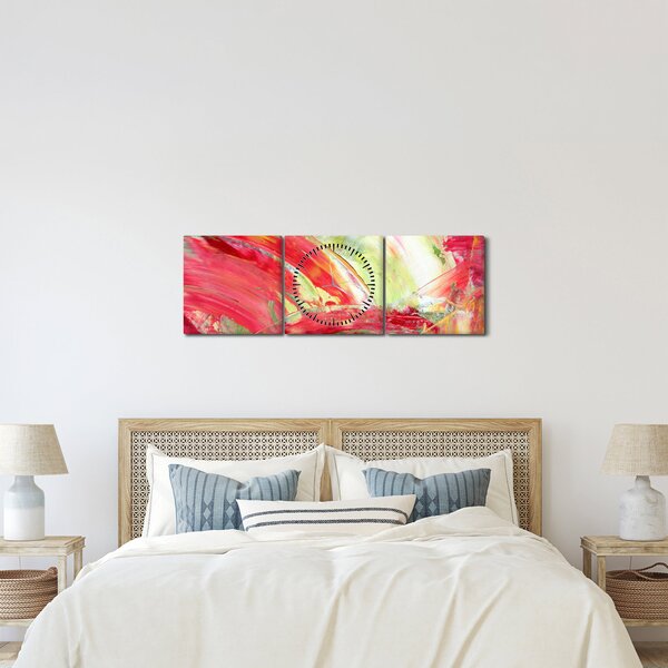 Absztrakció kép - festmény (órával) (90x30 cm)