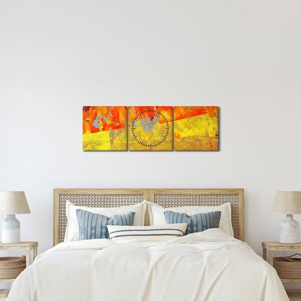 Absztrakció kép - festmény (órával) (90x30 cm)