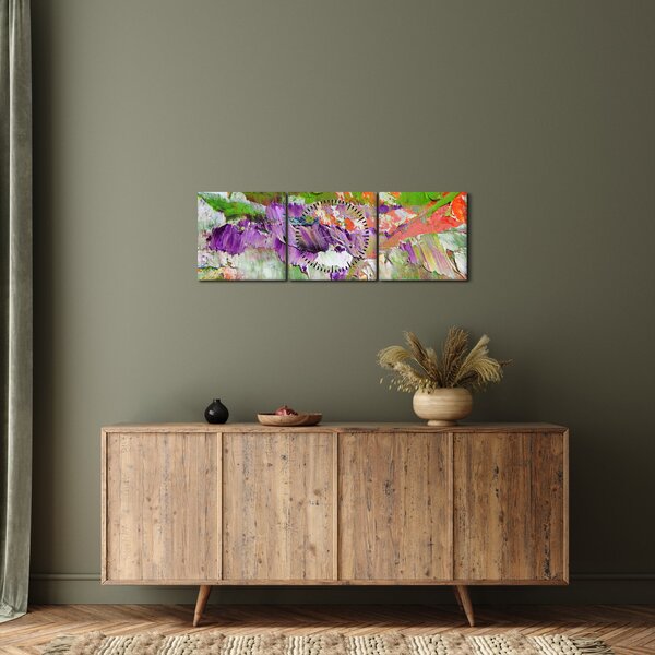 Absztrakció kép - festmény (órával) (90x30 cm)