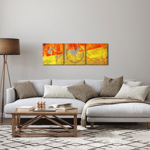 Absztrakció kép - festmény (órával) (90x30 cm)