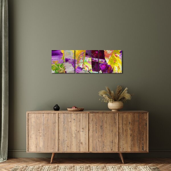 Absztrakció kép - festmény (órával) (90x30 cm)