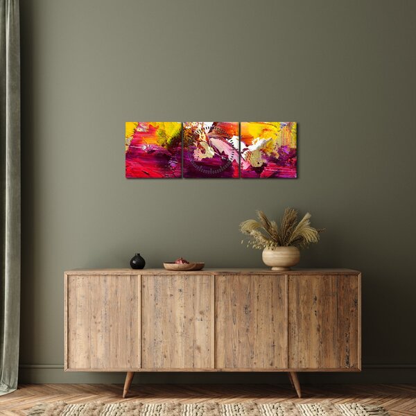 Absztrakció kép - festmény (órával) (90x30 cm)