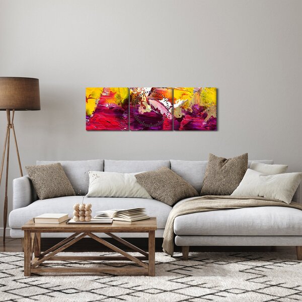 Absztrakció kép - festmény (órával) (90x30 cm)