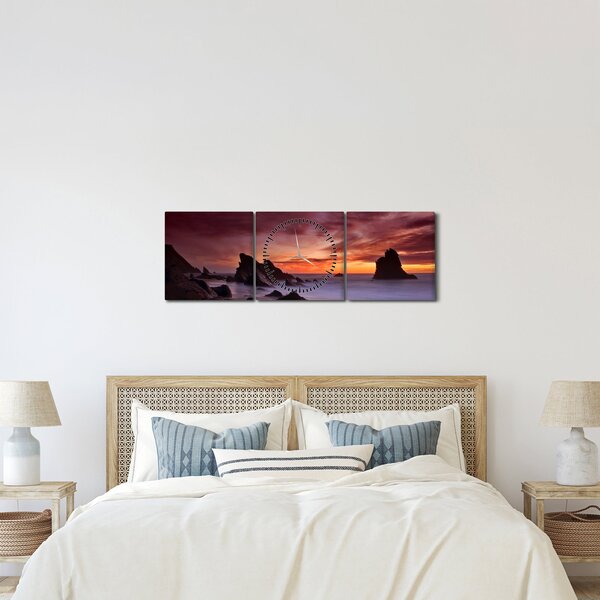 Naplemente a tengerparton képe (órával) (90x30 cm)