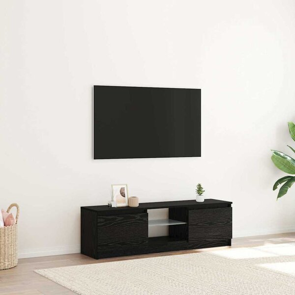 Fekete tölgy szerelt fa TV-szekrény LED-ekkel 120x30x36 cm