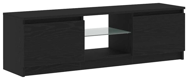 Fekete tölgy szerelt fa TV-szekrény LED-ekkel 120x30x36 cm
