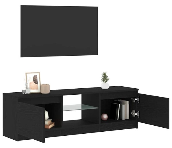 Fekete tölgy szerelt fa TV-szekrény LED-ekkel 120x30x36 cm